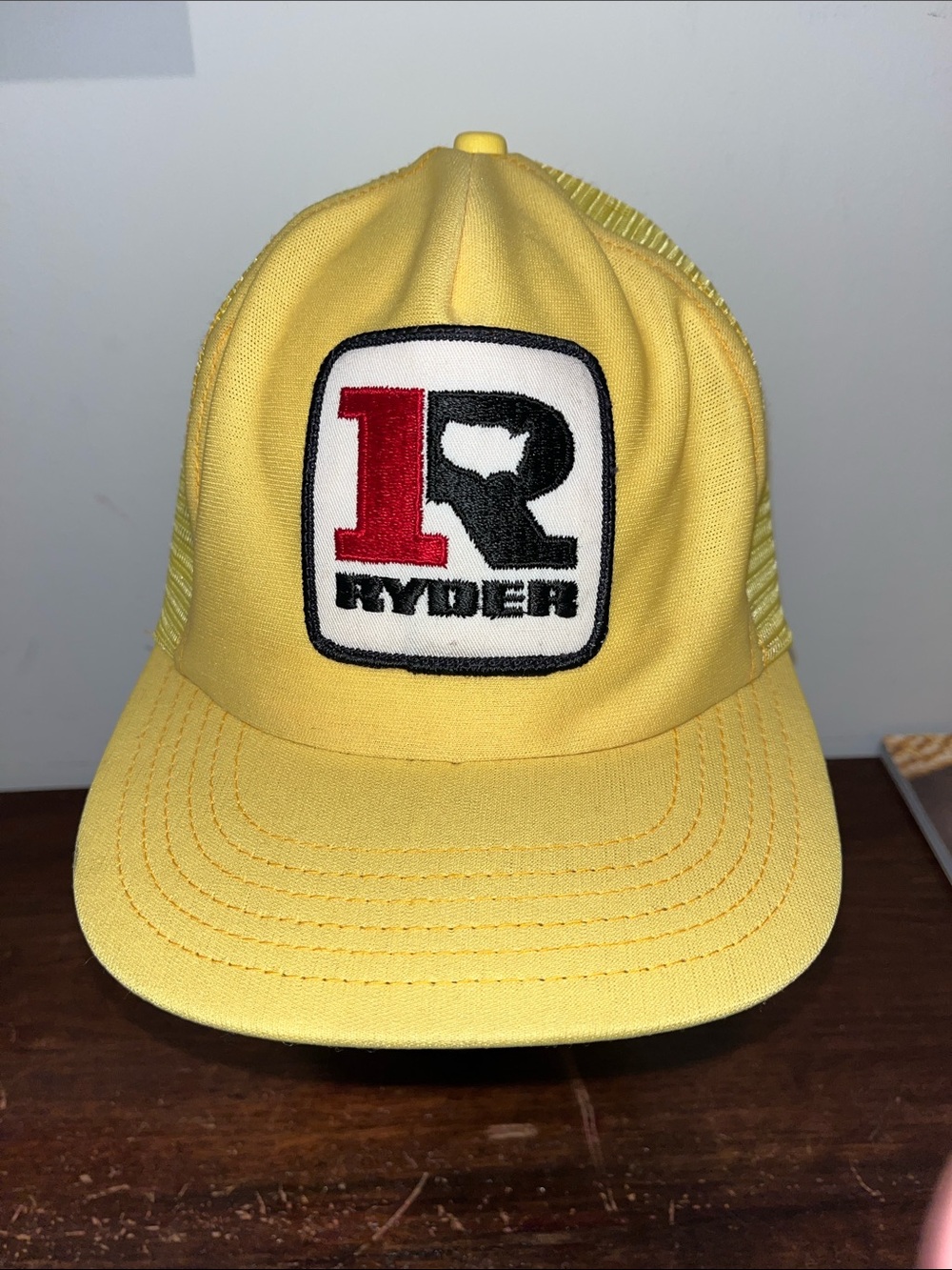 Yellow 80’s vintage Ryder Truck Rental Leasing Mesh snapback mechanic driver Cap